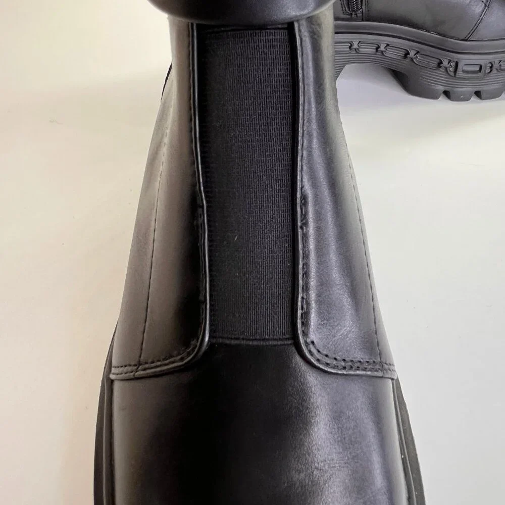 Karl Lagerfeld Latisha Boot Black Size 7.5 Womens Chunky Lug Sole Side Zip Style - Picture 15 of 16